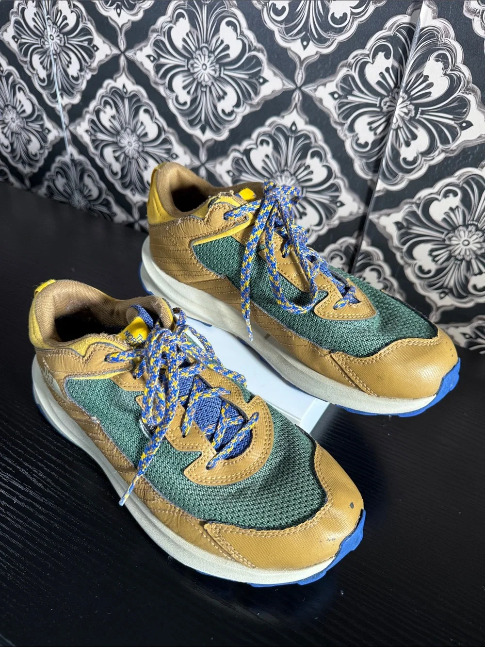 The North Face Men's Green & Tan Trail Sneakers with Blue Accents